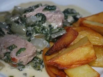Schweinefilet in Mangold-Gorgonzola-Sauce - Rezept