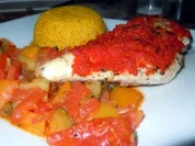 Scharfe Hähnchenbrust auf fruchtig-scharfem Gemüse - Rezept