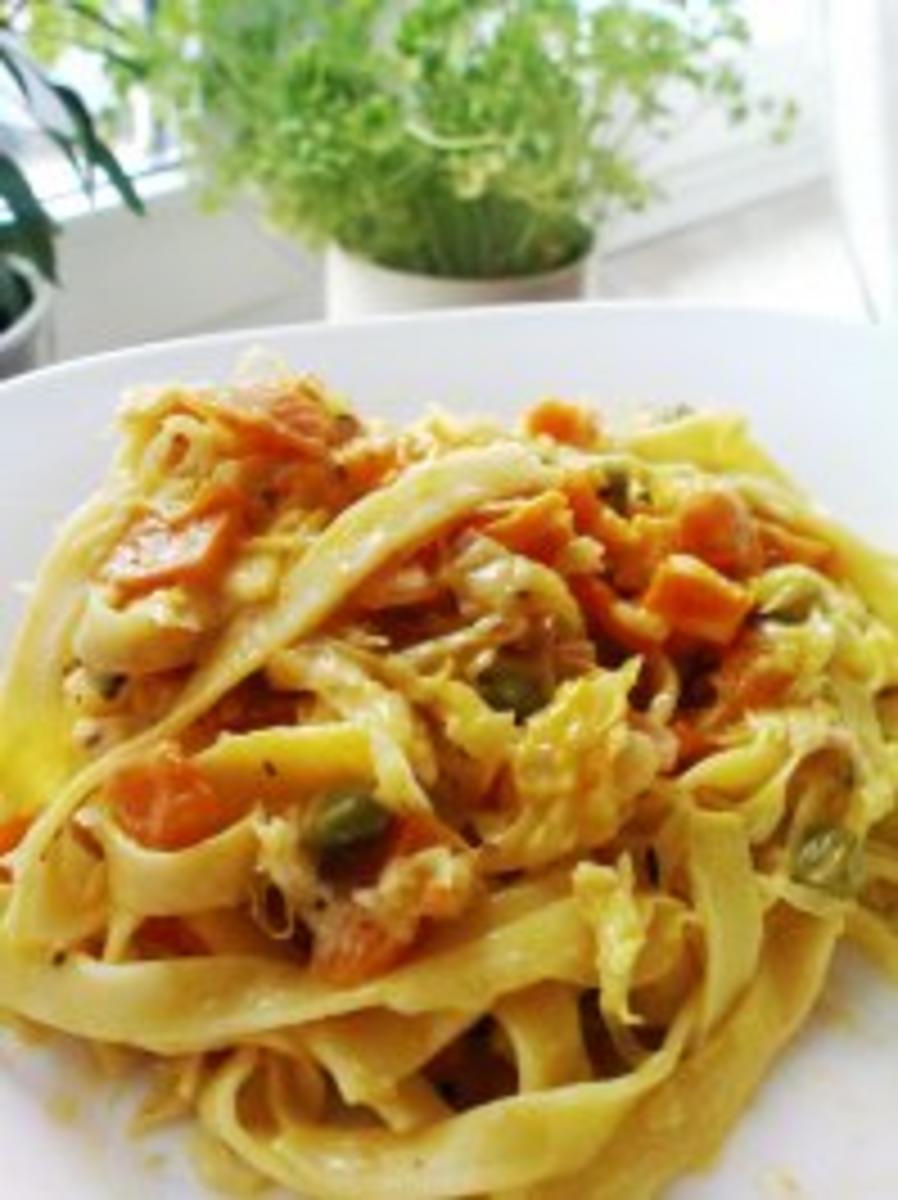 Pasta mit Kürbis und Sauerkraut - Rezept