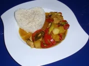 Schweinefleisch süß/scharf mit einem Himalaya Basmatireis - Rezept