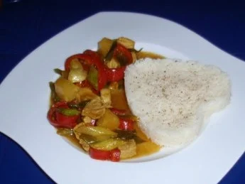 Rezept: Schweinefleisch süß/scharf mit einem Himalaya Basmatireis Bild Nr. 8 Schweinefleisch süß/scharf mit einem Himalaya Basmatireis - Rezept - Bild Nr. 8