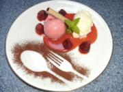 Erdbeersorbet mit weißer Mousse - Rezept