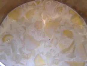 Kaninchenkeule mit Kartoffel-Zwiebel-Pürree und Schmorgurkengemüse - Rezept - Bild Nr. 4