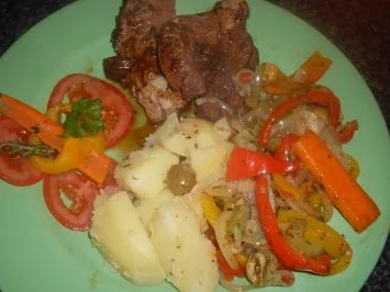 Spanferkelbraten mit Spanischem Wok-Gemüse... - Rezept