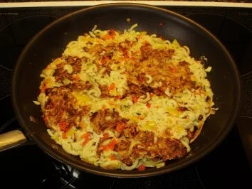 Rezept: Pfannen - Tortilla mit Nudeln Pfannen - Tortilla mit Nudeln - Rezept