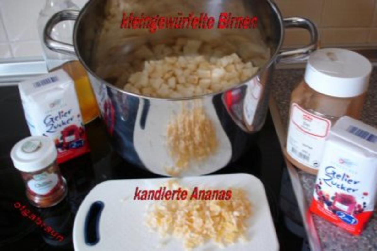 Birnenkonfitüre mit kandierter Ananas und Schuss - Rezept - Bild Nr. 2