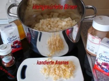 Rezept: Birnenkonfitüre mit kandierter Ananas und Schuss Bild Nr. 2 Birnenkonfitüre mit kandierter Ananas und Schuss - Rezept - Bild Nr. 2