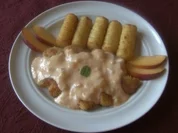 Chilli- Nuggets an einer fruchtig - süß - scharfen Sahnesoße - Rezept