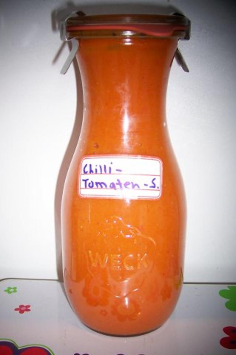 Bilder für Einmachen: Chilli-Tomaten-Sauce, eingekocht - Rezept