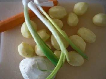 Gratinierte Rahmsuppe von Kartoffeln mit Blauschimmelkäse - Rezept