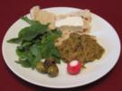 Auberginenmus mit weißen und gelben Ringen (Kashke bademjan) - Rezept