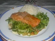 Lachs - Teriyaki auf Porreegemüse - Rezept