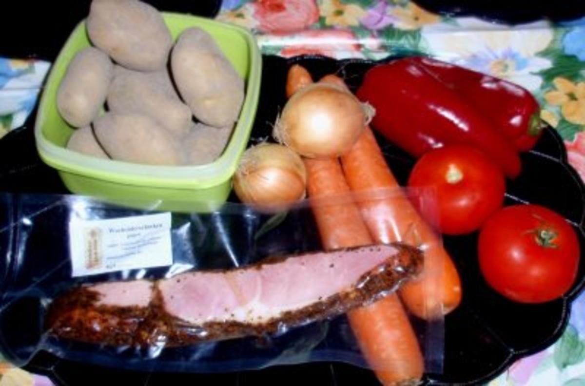Kartoffelauflauf mit Gemüse und Wacholderschinken - Rezept - Bild Nr. 2