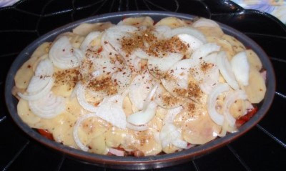 Kartoffelauflauf mit Gemüse und Wacholderschinken - Rezept - Bild Nr. 7
