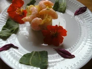 Garnelen mit "Zitronen - Spaghetti" - Rezept