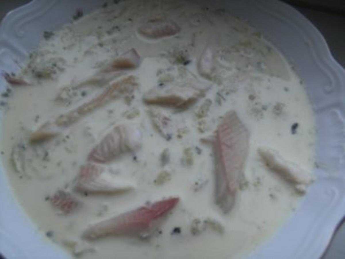 Bilder für Gurken-Rahm-Süppchen mit Forellenfilet und frischem Dill - Rezept