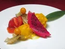 Erdbeeren mit Mango-Sorbet - Rezept