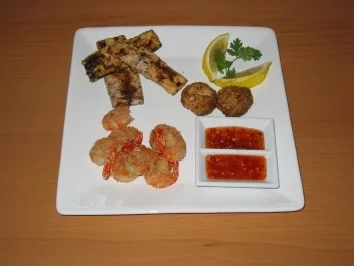 Rezept: Kokosgarnelen, Zucchini und Champignons Kokosgarnelen, Zucchini und Champignons - Rezept