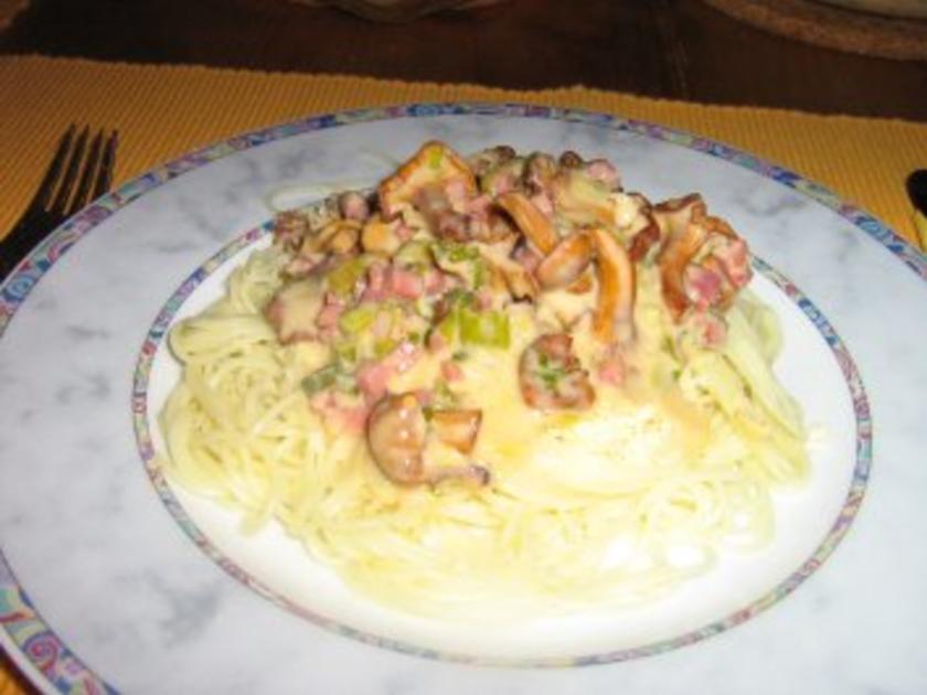 Capellini mit Pfifferlingen in einer Rahmsauce - einfach - 263 kcal/100g