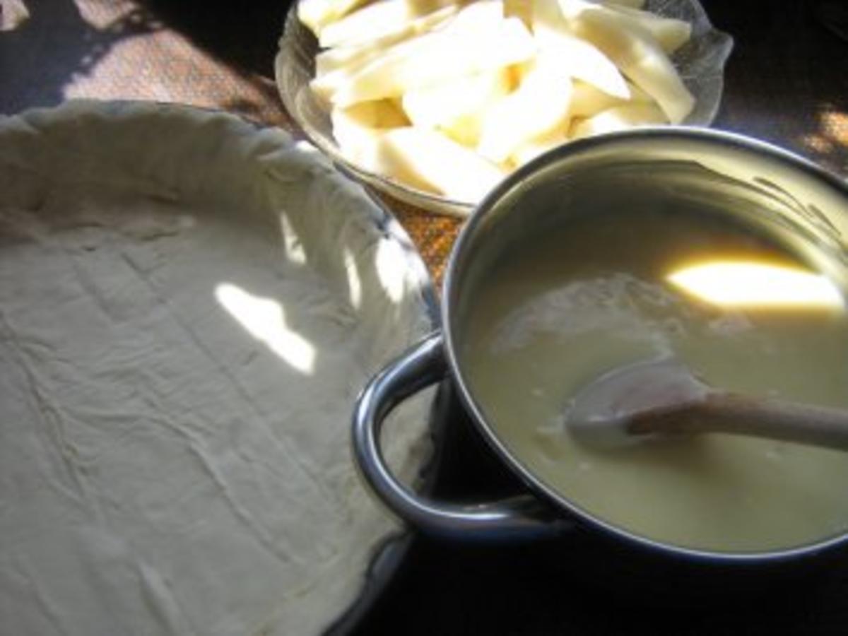 Birnen Pudding Tarte - einfach - 130 kcal/100g