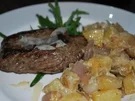 Huftsteak mit Rahm-Röstkartoffeln - Rezept