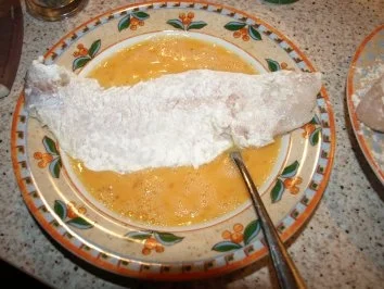 Fischfilet in Eihülle mit Speck-Senf-Soße - Rezept - Bild Nr. 6