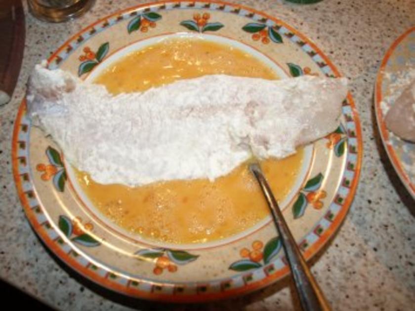 Fischfilet in Eihülle mit Speck Senf Soße - einfach - 240 kcal/100g