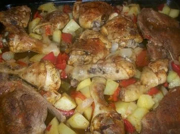 Aus dem Backofen - Hähnchen - Fleischpfanne - Rezept - Bild Nr. 3