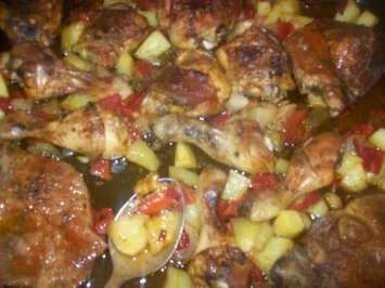 Aus dem Backofen - Hähnchen - Fleischpfanne - Rezept - Bild Nr. 4