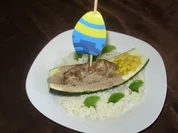 Zucchini - Hack - Schiffchen im Reis - Meer - Rezept