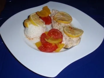 Saibling auf Gemüse in der Folie gegart mit Basmatireis - Rezept - Bild Nr. 8