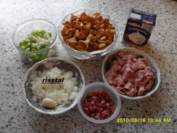 Rezept: Pfifferlinge in Sahnesoße mit Semmelknödeln Bild Nr. 2 Pfifferlinge in Sahnesoße mit Semmelknödeln - Rezept - Bild Nr. 2