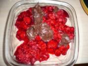 Schokoladiges Quark- Sahne- Dessert mit Himmbeeren und (glutenfreiem) Löffelbisquit - Rezept