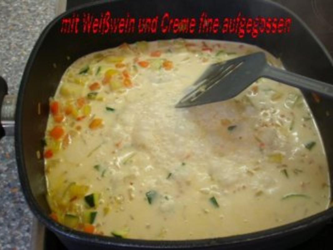 Muschelnudeln gefüllt mit Hähnchenragout - einfach - 68 kcal/100g