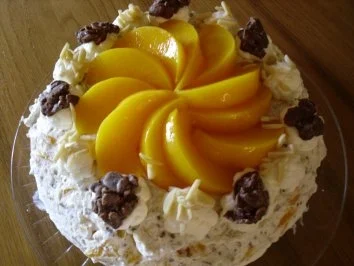 Pfirsich-Schokocrossi-Torte - Rezept