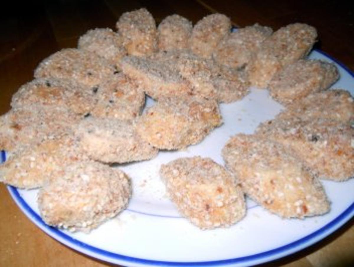 Weißwurst im Sesam-Mantel mit Sesamkartoffeln und Zuckerschoten - Rezept - Bild Nr. 5