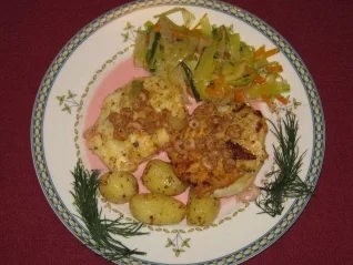 Steinbutt auf Gemüsebett mit Korianderkartoffeln - Rezept