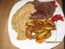 Rindersteak mit Ofenkartoffeln und  Pfifferling-Senfsoße - Rezept