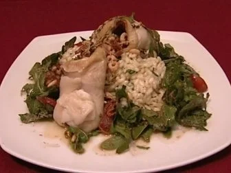 Rezept: Schollenfilet mit Krabben, Rucola mit Pinienkernen und Zitronenrisotto (Hendrik Martz) Schollenfilet mit Krabben, Rucola mit Pinienkernen und Zitronenrisotto (Hendrik Martz) - Rezept