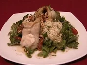 Schollenfilet mit Krabben, Rucola mit Pinienkernen und Zitronenrisotto (Hendrik Martz) - Rezept