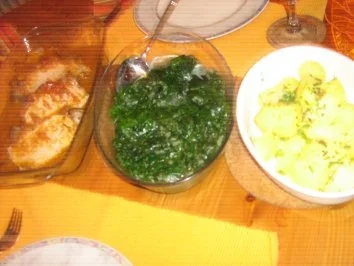 Krustenbraten an Blattspinat mit Kräuterkartoffeln - Rezept - Bild Nr. 8