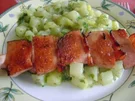 Leberkäsespieß mit Kohlrübengemüse - Rezept