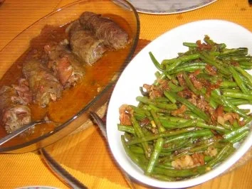 Rinderrouladen Jägerart an Bohnengemüse und Kartoffelsalat - Rezept - Bild Nr. 7