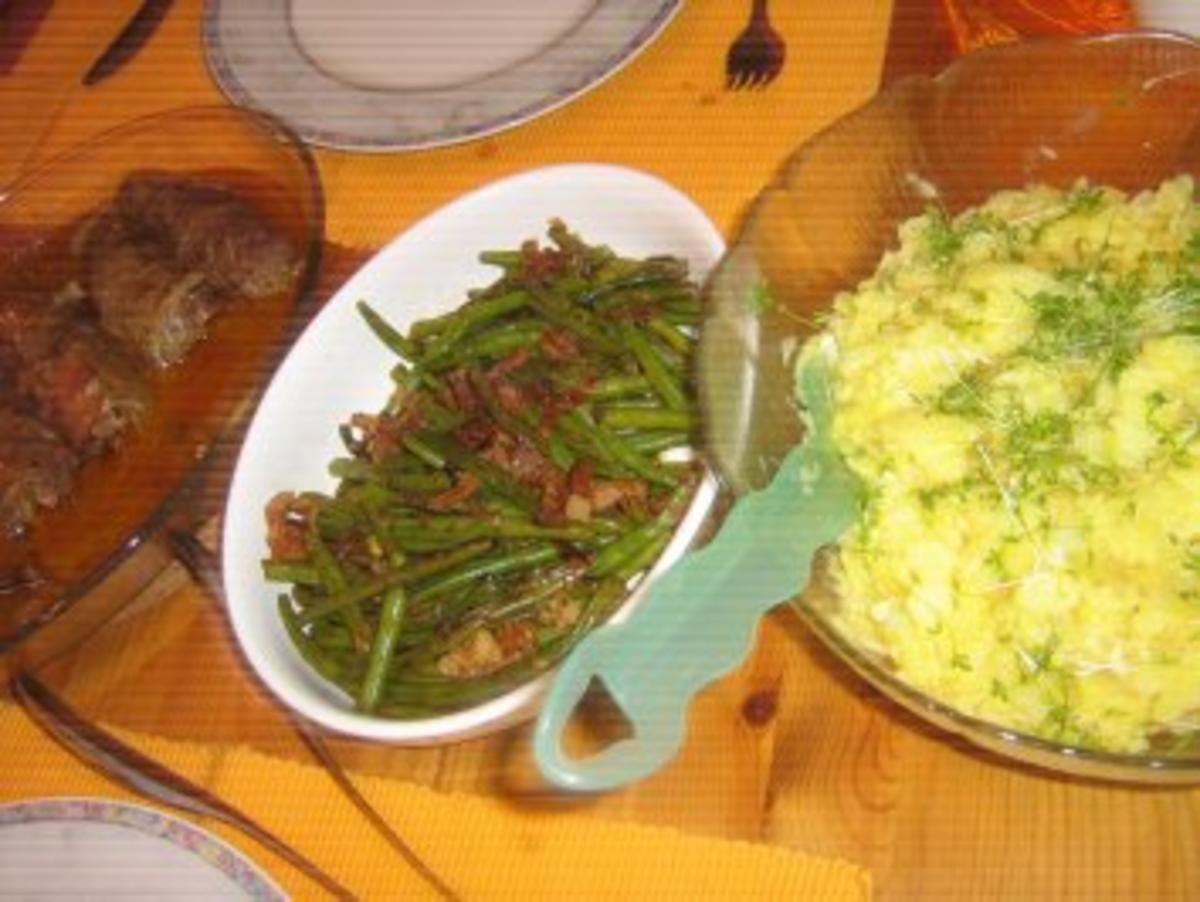 Rinderrouladen Jägerart an Bohnengemüse und Kartoffelsalat - Rezept - Bild Nr. 8