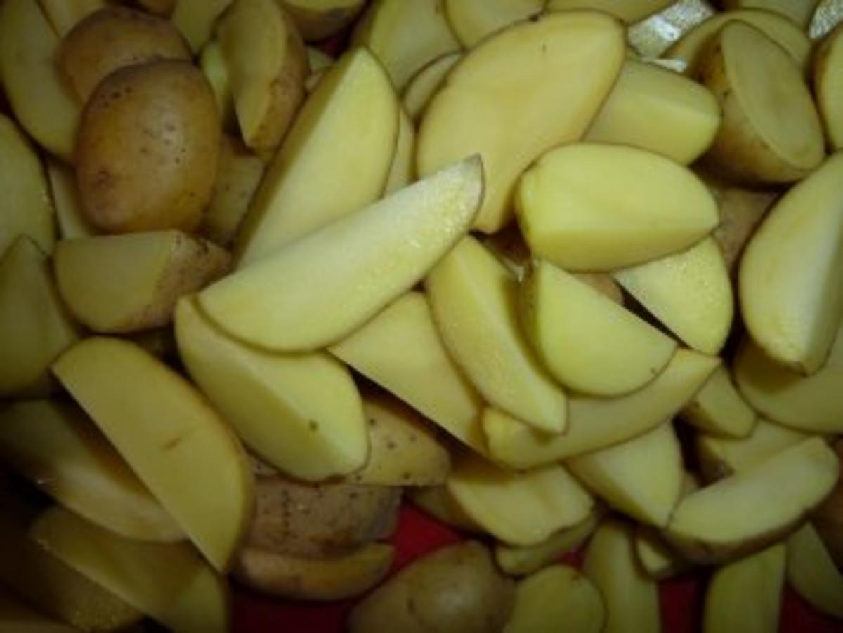 Limetten-Kartoffeln an Schweinefilet mit Röstpaprika und Ziegenkäsenocken - Rezept - Bild Nr. 5