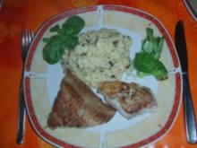 Rotzungenfilet gebacken, Morchelrisotto und Salat - Rezept