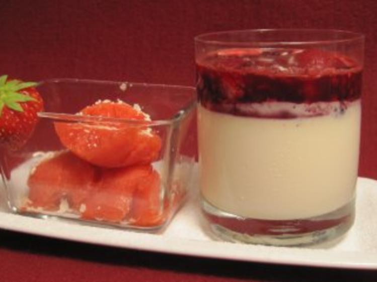 Panna Cotta mit heißen Früchten und selbst gemachtem Sorbet - Rezept ...