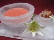 Geeiste Gazpacho von der Wassermelone mit Ingwer an Schwertfisch-Sashimi - Rezept