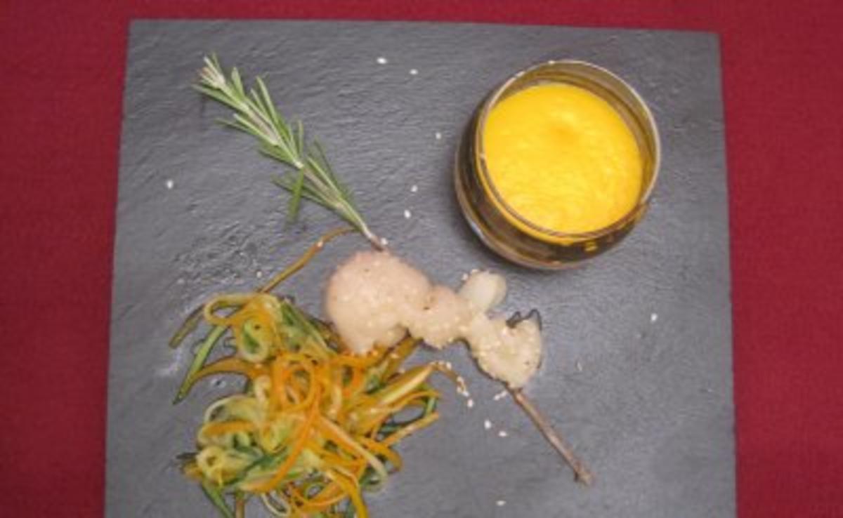 Coquilles St Jacques et son espuma de carottes-cumin - Rezept
