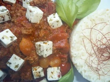 Balkanpfanne an Reisrand mit Feta - Rezept - Bild Nr. 2